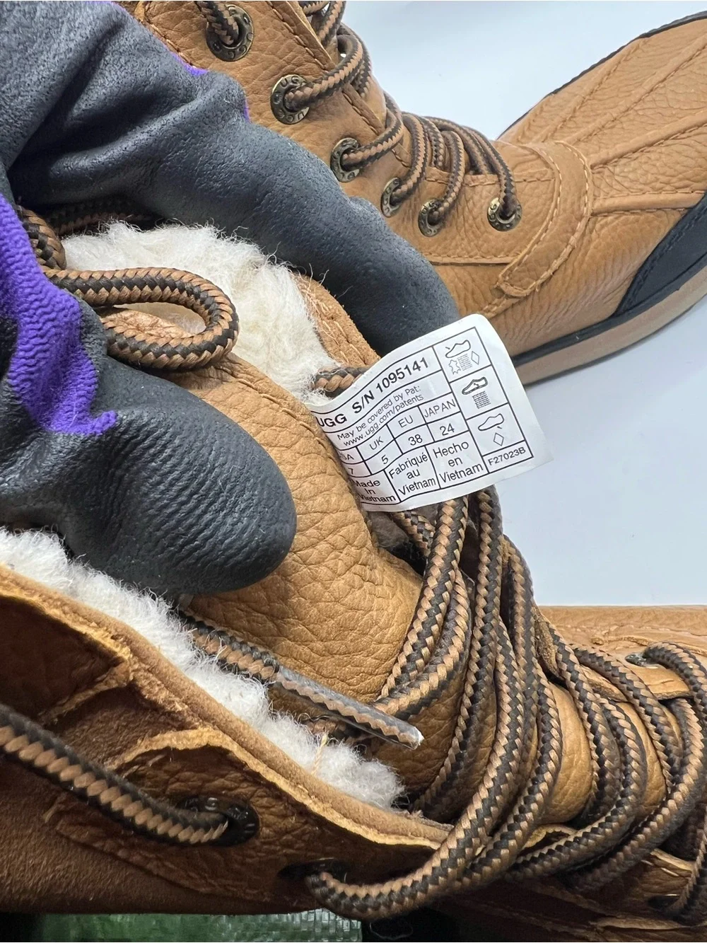 UGG  Tan and Black Waterproof Lace-Up Snow Boots